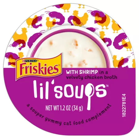 Friskies Lil' Soups All Life Stages Shrimp in Chicken Broth Lickable Wet Treat for Cats 1.2 oz. Wet Cat Food