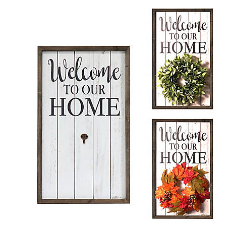 Slice of AkronInterchangeable Welcome To Our Home Sign with Wreaths