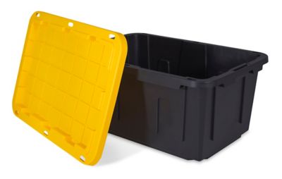 Image showing  27 gal. Heavy-Duty Tote with Lid, Black/Yellow