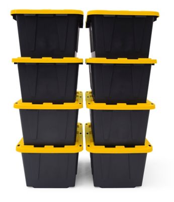 Image showing  27 gal. Heavy-Duty Tote with Lid, Black/Yellow