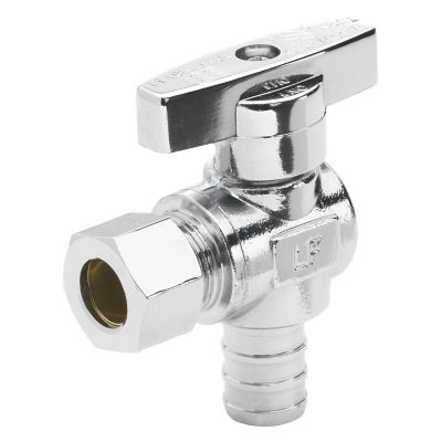 Homewerks 1/2 in. Pex x 3/8 in. OD Compression Angle Stop Valve, Quarter-Turn Handle, YX1302
