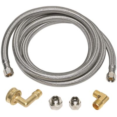 Homewerks Universal Dish Washer Supply Line Braided Stainless Steel 3/8 in. OD X 3/8 in. OD x 60 in. with 3/8 in. Elbow