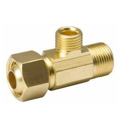Homewerks 3/8 in. OD Comp x 3/8 in. OD Comp x 1/4 in. OD Comp Extender Tee, No Lead Compliant, Carded