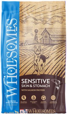 Wholesomes All Life Stages Sensitive Skin and Stomach Salmon Recipe Dry Dog Food My pit bull is very picky and gets sick of food very quickly