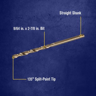 Image showing  9/64 in. x 2-7/8 in. Cobalt Alloy Steel Drill Bit