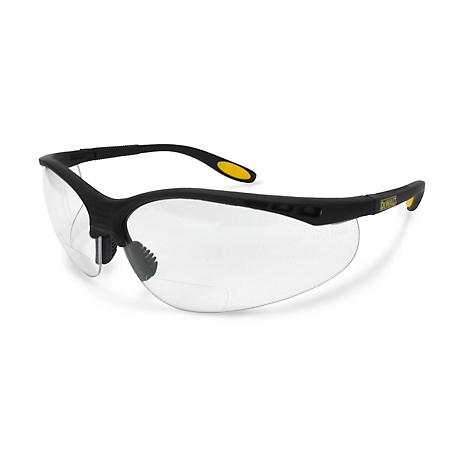 DeWALT Reinforcer Safety Glasses with Magnifier Reader Lenses, Clear, 1.5 Mag