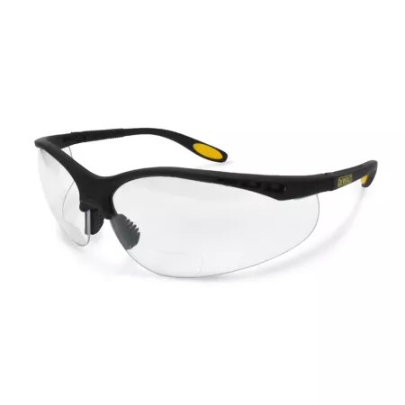 DeWALT Reinforced Safety Glasses with Magnifying Reading Lenses Multi-Color Frame Clear Lens 1.5 Mag Safety Glasses