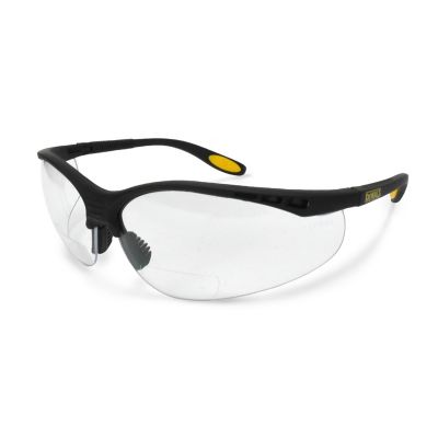 DeWALT Reinforcer Safety Glasses with Magnifier Reader Lenses, Clear, 2.5 Mag