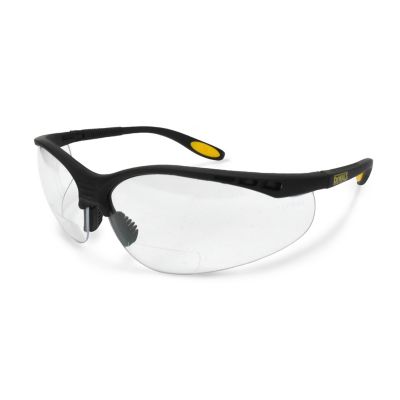 DEWALT Reinforcer Safety Glasses with 2.5 Magnifier Reader Lenses, Multicolor Frame, Clear Lens