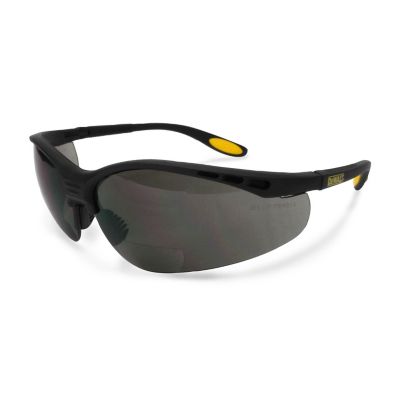 DEWALT Reinforcer Safety Glasses with 1.5 Magnifier Reader Lenses, Multicolor Frame, Smoke Lens