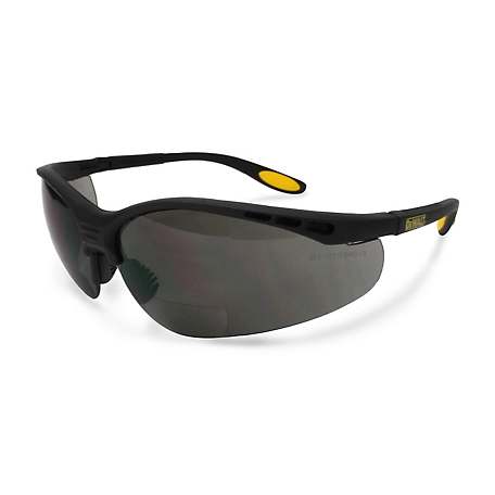 DeWALT Reinforcer Safety Glasses with Magnifier Reader Lenses, Smoke, 2 Mag
