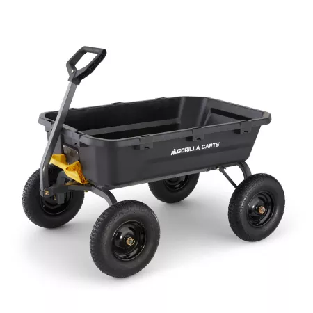 Gorilla Carts 12 cu Polyethylene dump cart with a capacity of 1 600 lbs and ft. Garden Carts