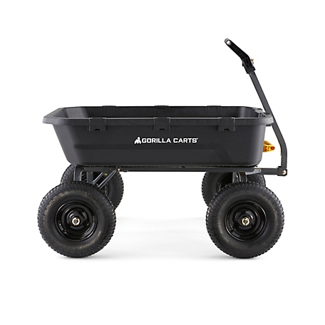 Gorilla Carts 12 cu Ft Heavy Duty Poly Dump Cart - Black, Pneumatic Tires,  Easy Unloading in the Yard Carts department at