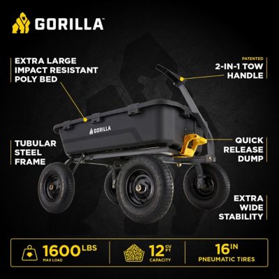 Image showing 17 th Gorilla Carts 12 cu. ft. 1,600 lb. Capacity Poly Dump Cart