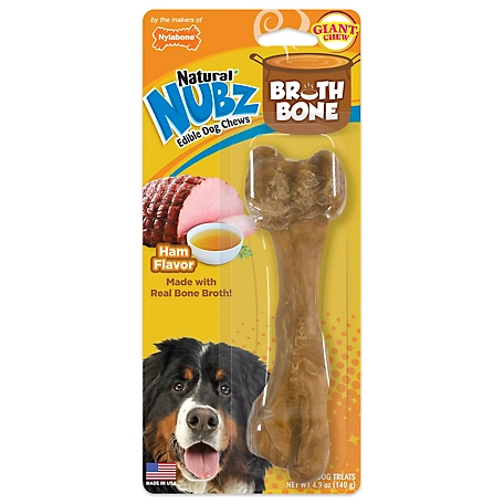 NUBZ Nylabone Natural Treats with Bone Broth for Dogs, Ham Flavor, 50 lb.