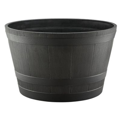 Red Shed Polypropylene Plastic Whiskey Barrel Planter, 25 in., Gray Great planters!