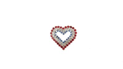 Buddy G's Unisex Patriotic Red/White/Blue Rhinestone Open Heart Pin
