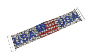 Buddy G's Patriotic USA and American Flag Rhinestone Magnetic Bracelet