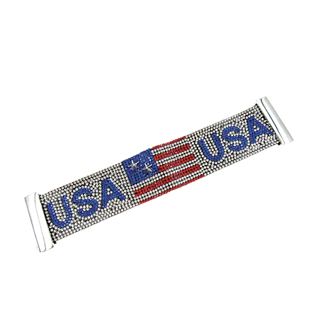 Buddy G's Patriotic USA and American Flag Rhinestone Magnetic Bracelet