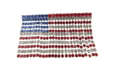 Buddy G's Unisex Red/White/Blue Fringe American Flag Rhinestone Pin