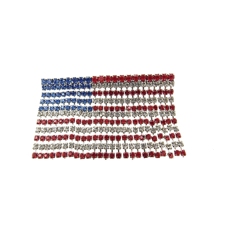 Buddy G's Unisex Red/White/Blue Fringe American Flag Rhinestone Pin