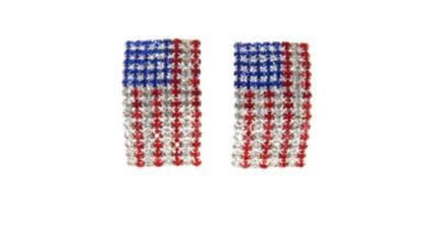 Buddy G's Beautiful American Flag Rhinestone Pierced Earrings, Red/White/Blue