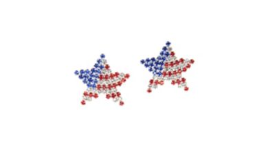 Buddy G's Patriotic Star Pierced Earrings, Red/White/Blue