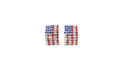 Buddy G's Small Patriotic American Flag Pierced Earrings, Red/White/Blue