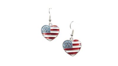 Buddy G's Small Patriotic Heart Drop Earrings, Red/White/Blue