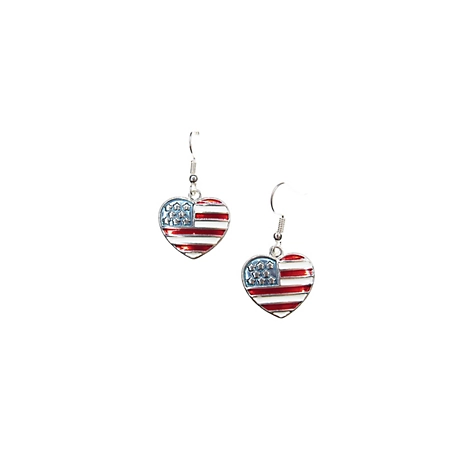 Buddy G's Small Patriotic Heart Drop Earrings, Red/White/Blue