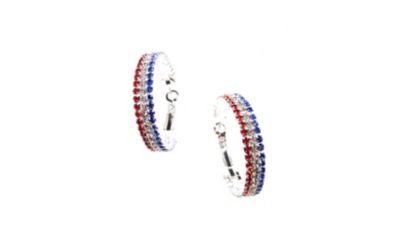 Buddy G's Patriotic Large Hoop Rhinestone Pierced Earrings, Red/White/Blue