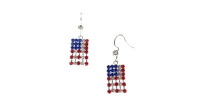 Buddy G's Small Patriotic American Flag Rhinestone Fringe Fishhook Earrings