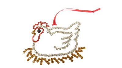 Buddy G's Country Rhinestone Hen in Nest Ornament