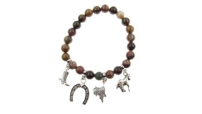 Buddy G's Cowboy Beaded Multi-Charm Stretch Bracelet