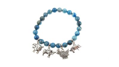 Buddy G's Farm Animal Beaded Multi-Charm Stretch Bracelet