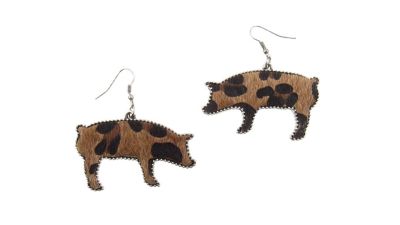 Buddy G's Life on the Farm Pig Print Earrings, Fishhook