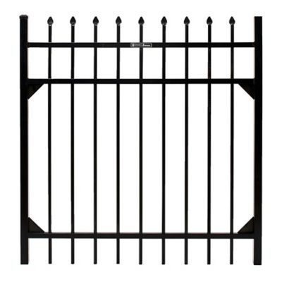 Fortress Building Products 4 ft. x 4 ft. Athens Pressed Spear Aluminum Gate, Black