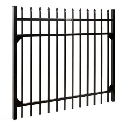 Image showing  5 ft. x 4 ft. Athens Pressed Spear High Aluminum Gate, Black