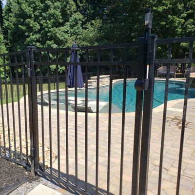 Fortress Building Products 5 ft. x 4 ft. Athens 3-Rail Black Aluminum Fence Gate