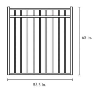 Image showing  5 ft. x 4 ft. Athens 3-Rail Black Aluminum Fence Gate