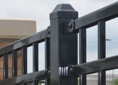 Image showing  Versai Steel Fence Post End Brackets, Black, 6-Pack