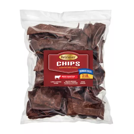 Rawhide Retriever Chips Beef Flavored Dog Chews 3 lb. Dog Bones Rawhide & Rawhide Alternative