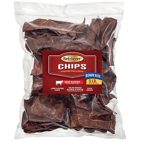 Retriever Chips Beef Flavor Rawhide Dog Chew Treats, 3 lb.