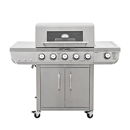 Even Embers Five Burner Stainless Steel Gas Grill with Side Burner ...