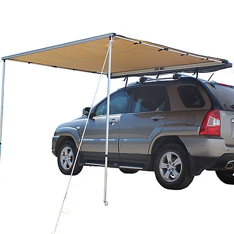 Trustmade 6.5 ft. x 6.5 ft. Car Rooftop Pull-Out Tent Awning Shelter, Aluminum Alloy Frame