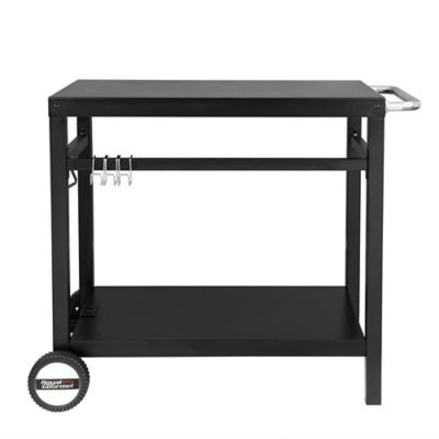 Royal Gourmet Double Shelf Movable Dining Cart Work Table with Handle Outdoor Kitchen Prep Trolley Storage, PC3401B