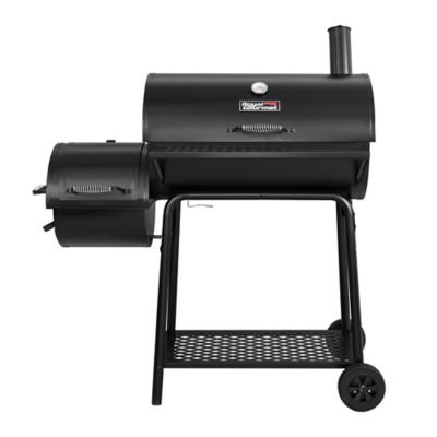 Royal Gourmet Charcoal Barrel Grill with Offset Smoker and Front and Bottom Shelves, 811 sq. in., Black