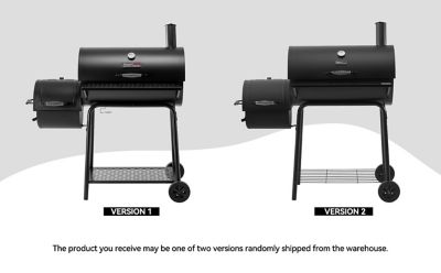 Image showing 9 th Royal Gourmet Barrel Charcoal Grill with Offset Smoker and Front and Bottom Shelves, 811 sq. in., Black