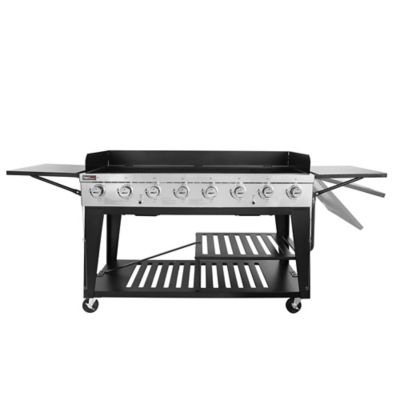 Royal Gourmet 8-Burner Propane Gas BBQ Grill, 104,000 BTU, Side Tables and Double-layer Slatted Bottom Shelves, Black