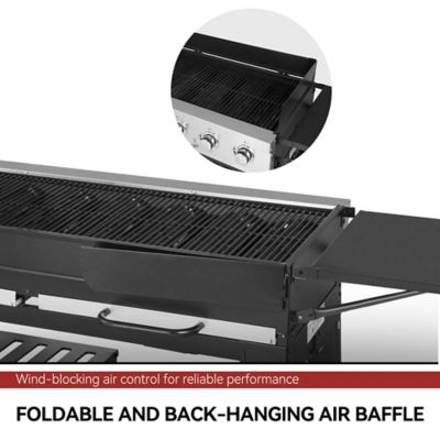 Image showing 6 th Royal Gourmet 8-Burner Propane Gas Flat Top Grill with Side Tables and Slatted Bottom Shelves, 993 sq. in., Black